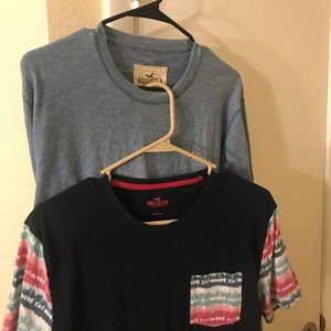 Three Hollister Shirts one long sleeve two short
